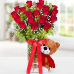Ayıcık ve 19 Adet Kırmızı Gül